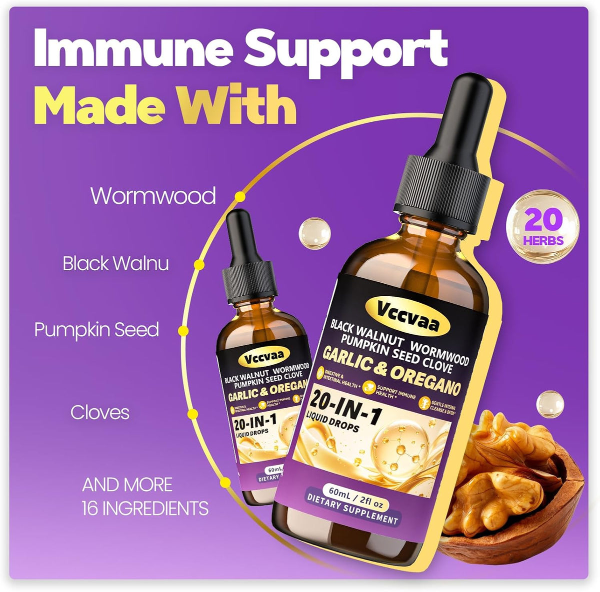 20-in-1 Wormwood Black Walnut Clove Parasite Cleanse-2FL Oz