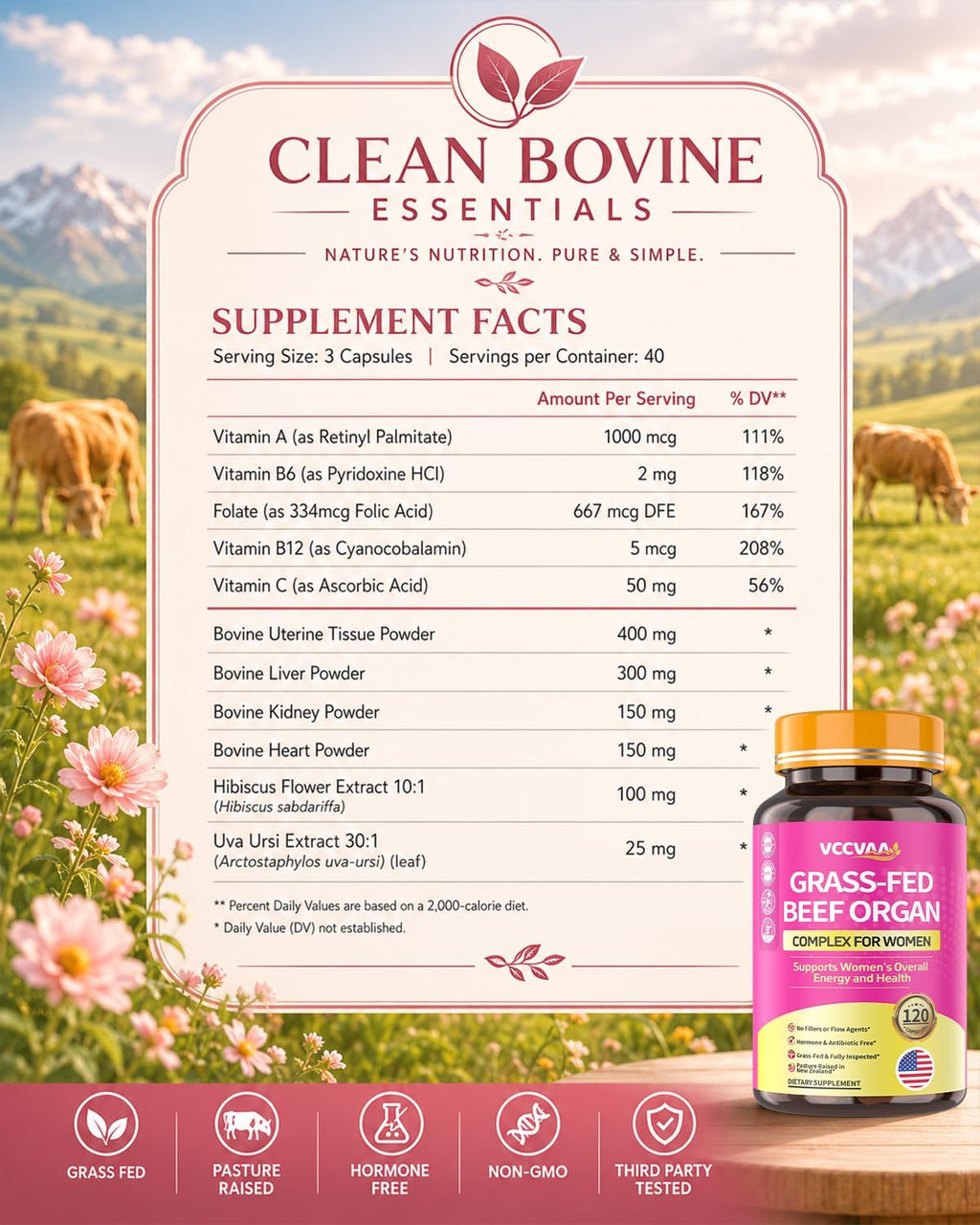 Beef Organ Supplement for Women-120 Caps
