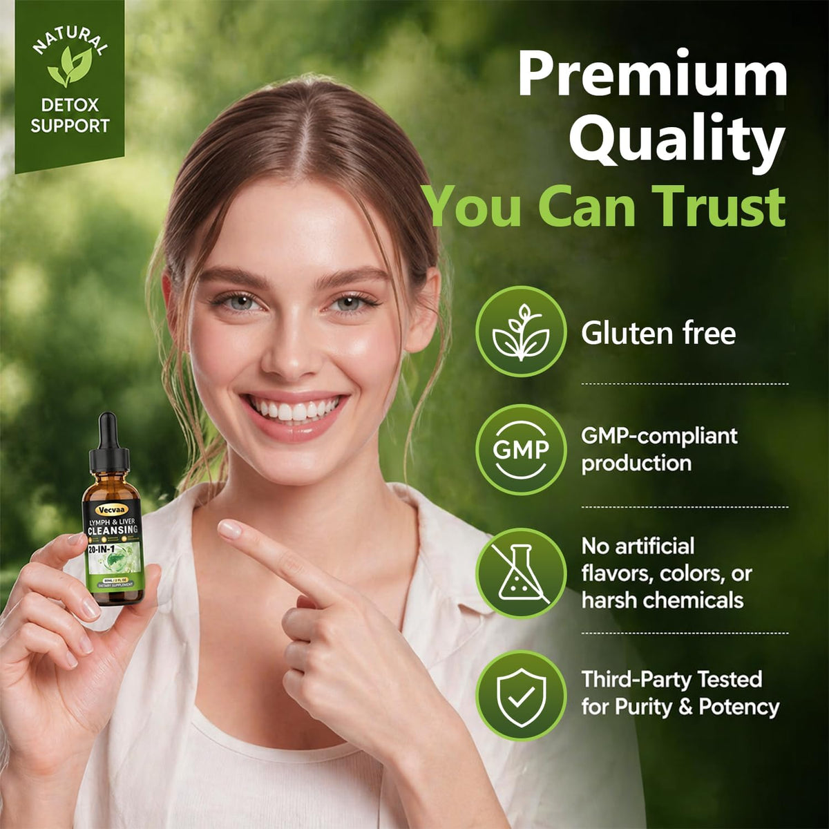 20+ Ingredients Lymph & Liver Cleanse Liquid Drops, Lymphatic Drainage Drops, Natural Herbal Complex with Milk Thistle, Echinacea, Fucoxanthin - Gentle Detox & Immune Support, 2 Fl Oz