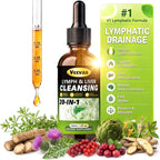20+ Ingredients Lymph & Liver Cleanse Liquid Drops, Lymphatic Drainage Drops, Natural Herbal Complex with Milk Thistle, Echinacea, Fucoxanthin - Gentle Detox & Immune Support, 2 Fl Oz